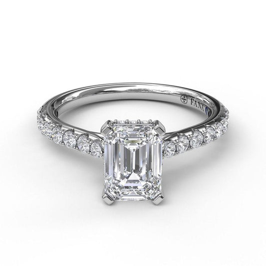 Emerald Cut Solitaire With Hidden Halo S3023 - TBird