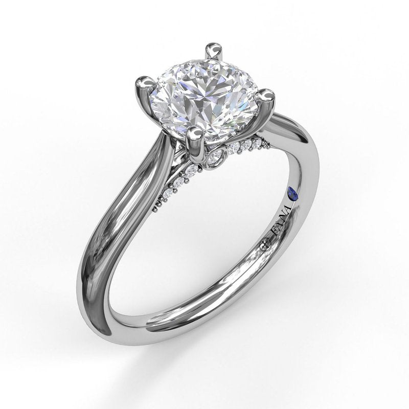 Round Cut Solitaire With Decorated Bridge S3046 - TBird