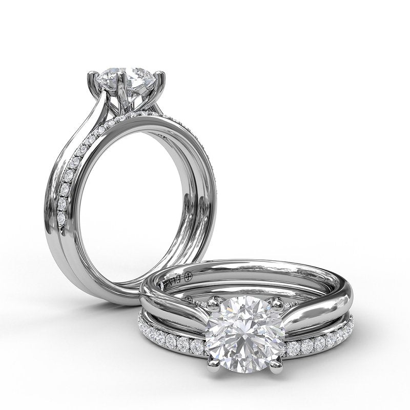 Round Cut Solitaire With Decorated Bridge S3046 - TBird