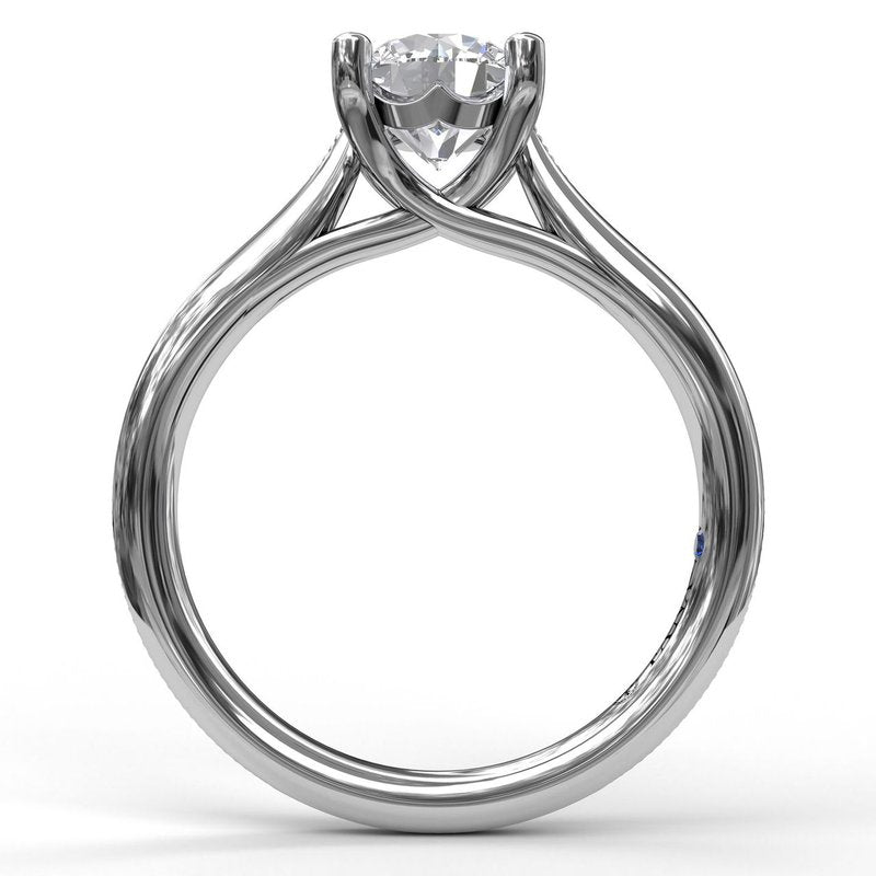 Round Cut Solitaire With Detailed Milgrain Band S3048 - TBird