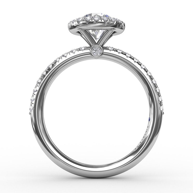Classic Diamond Halo Engagement Ring With Diamond Band S3191 - TBird