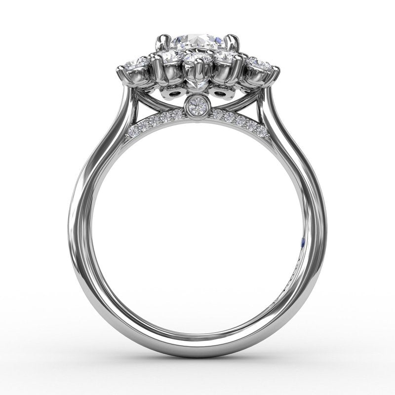 Contemporary Floral Halo Diamond Engagement Ring S3233 - TBird