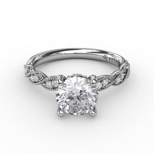 Classic Diamond Solitaire Engagement Ring With Diamond Twist Band S3248 - TBird