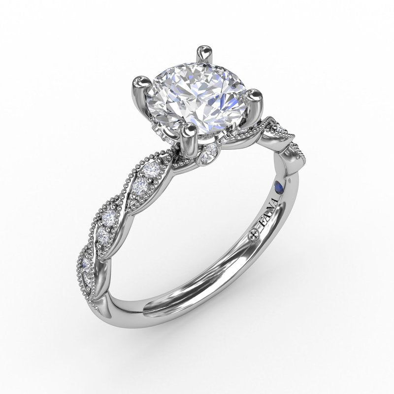 Classic Diamond Solitaire Engagement Ring With Diamond Twist Band S3248 - TBird