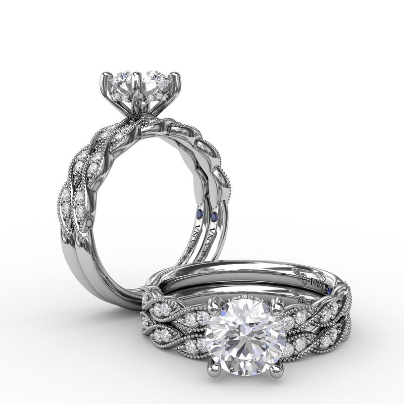 Classic Diamond Solitaire Engagement Ring With Diamond Twist Band S3248 - TBird