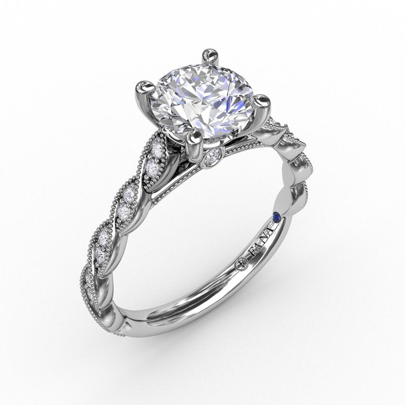 Classic Diamond Solitaire Engagement Ring With Diamond Twist Band S3258 - TBird