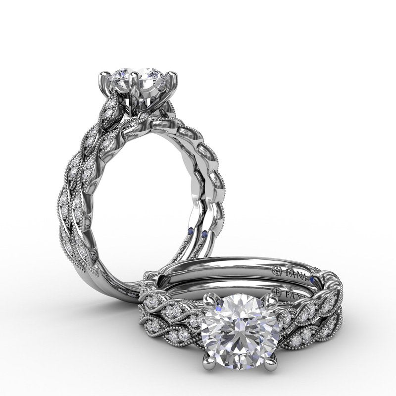 Classic Diamond Solitaire Engagement Ring With Diamond Twist Band S3258 - TBird