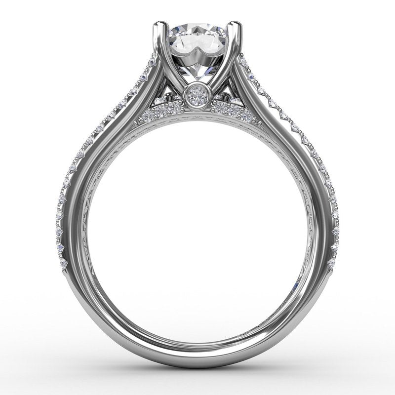 Round Diamond Engagement Ring With Triple-Row Diamond Band S3316 - TBird