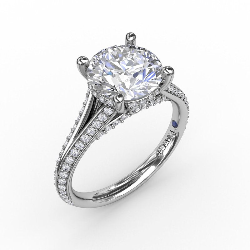Contemporary Solitaire Diamond Engagement Ring With Split-Shank Diamond Band S3323 - TBird