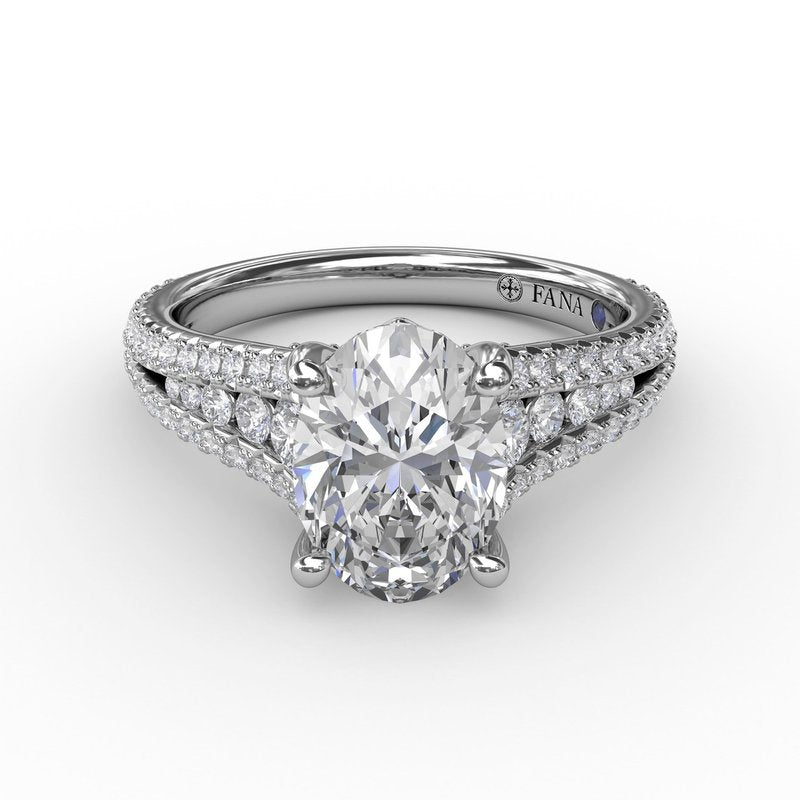 Oval Diamond Solitaire Engagement Ring With Triple-Row Tapered Diamond Band S3325 - TBird