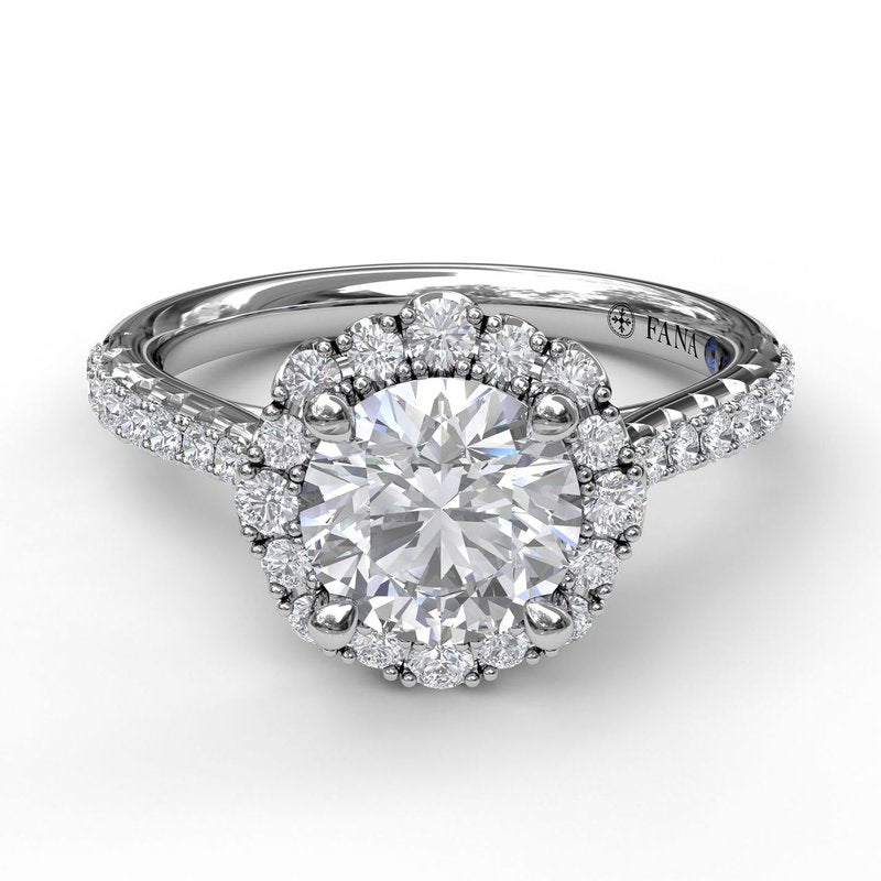 Round Cut Engagement Ring With Scalloped Halo S3723 - TBird