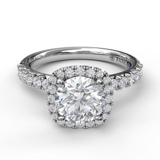 Classic Diamond Halo Engagement Ring with a Gorgeous Side Profile S3817 - TBird