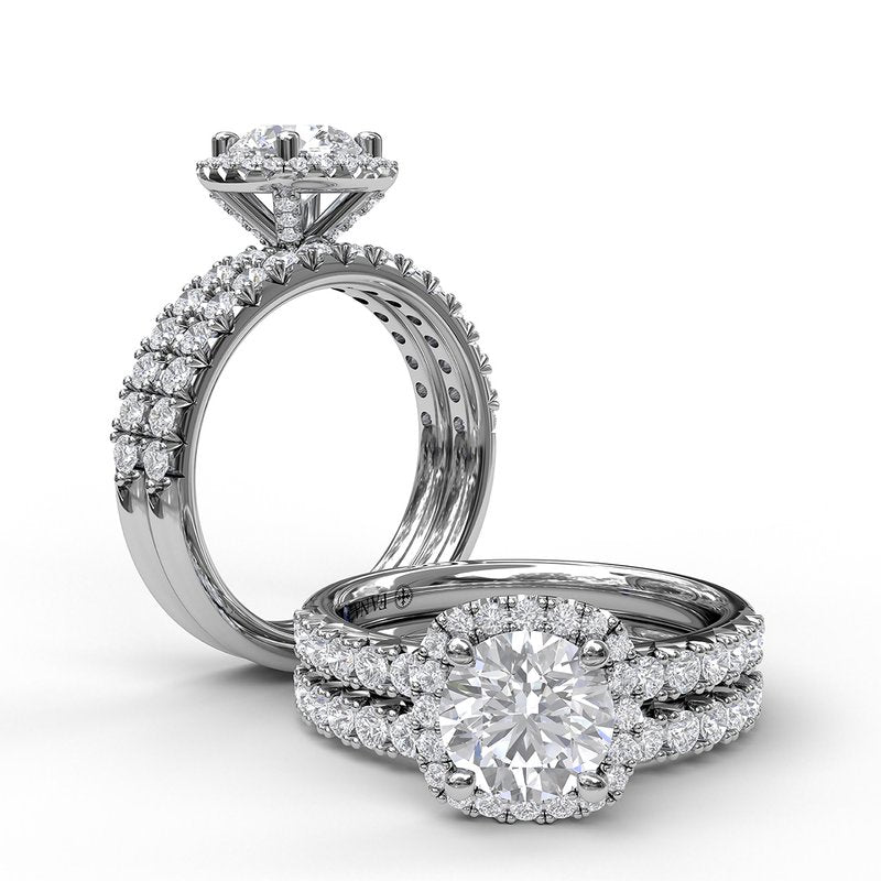 Classic Diamond Halo Engagement Ring with a Gorgeous Side Profile S3817 - TBird