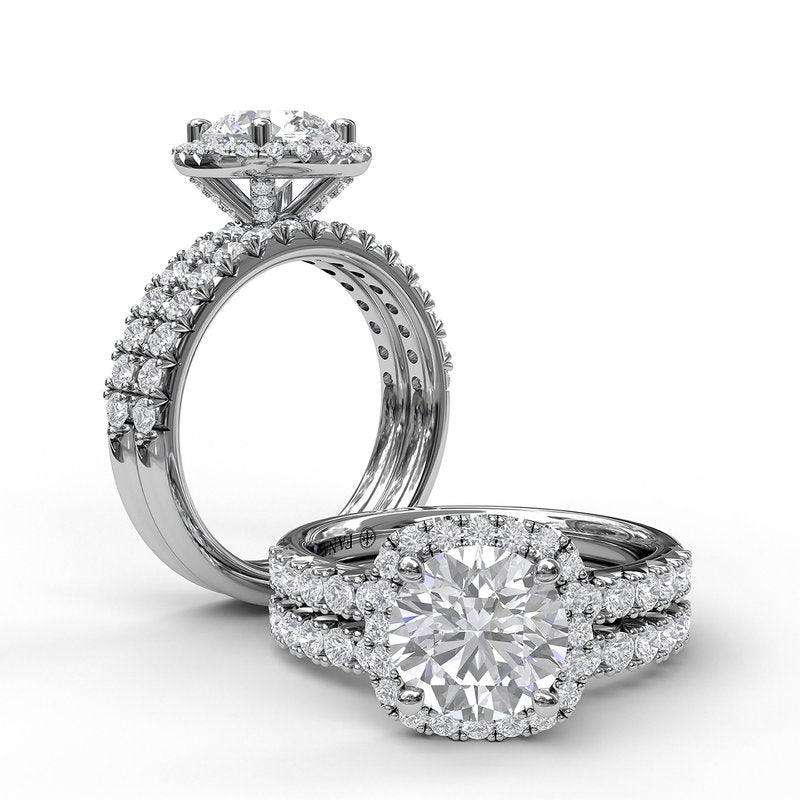 Classic Diamond Halo Engagement Ring with a Gorgeous Side Profile S3819 - TBird