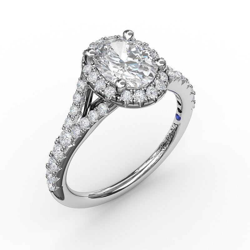 Classic Diamond Halo Engagement Ring with a Subtle Split Band S3845 - TBird