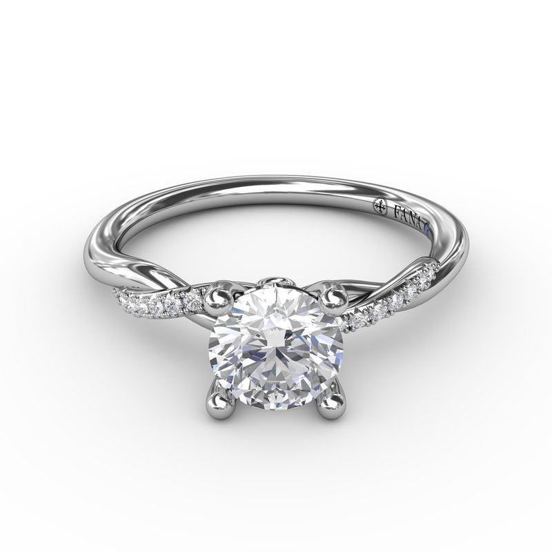 Classic Round Diamond Solitaire Engagement Ring With Twisted Shank S4005 - TBird
