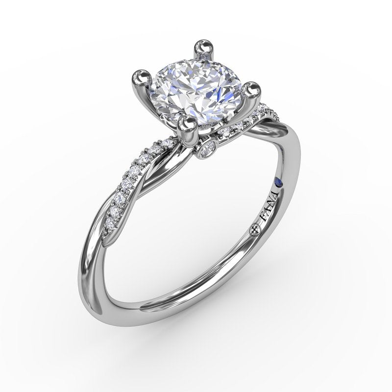 Classic Round Diamond Solitaire Engagement Ring With Twisted Shank S4005 - TBird