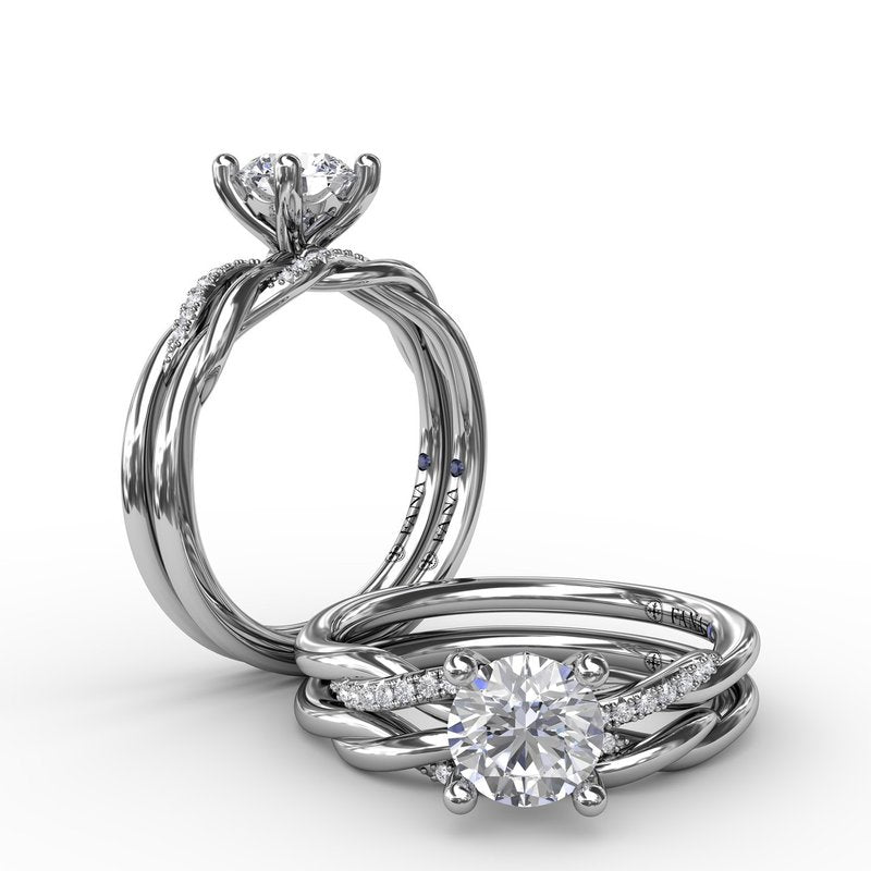 Classic Round Diamond Solitaire Engagement Ring With Twisted Shank S4005 - TBird