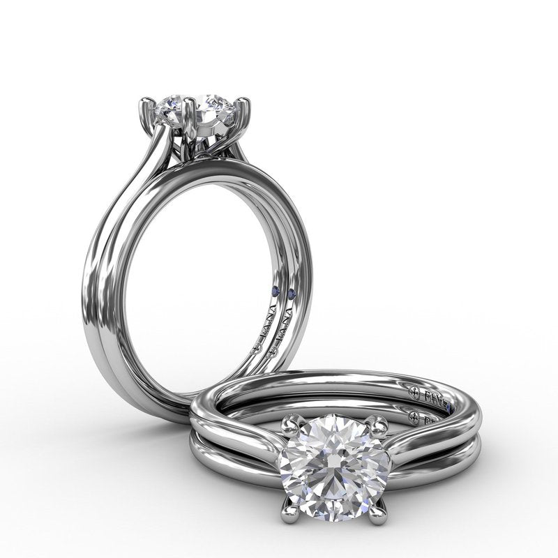 Classic Round Diamond Solitaire Engagement Ring With Cathedral Setting S4014 - TBird