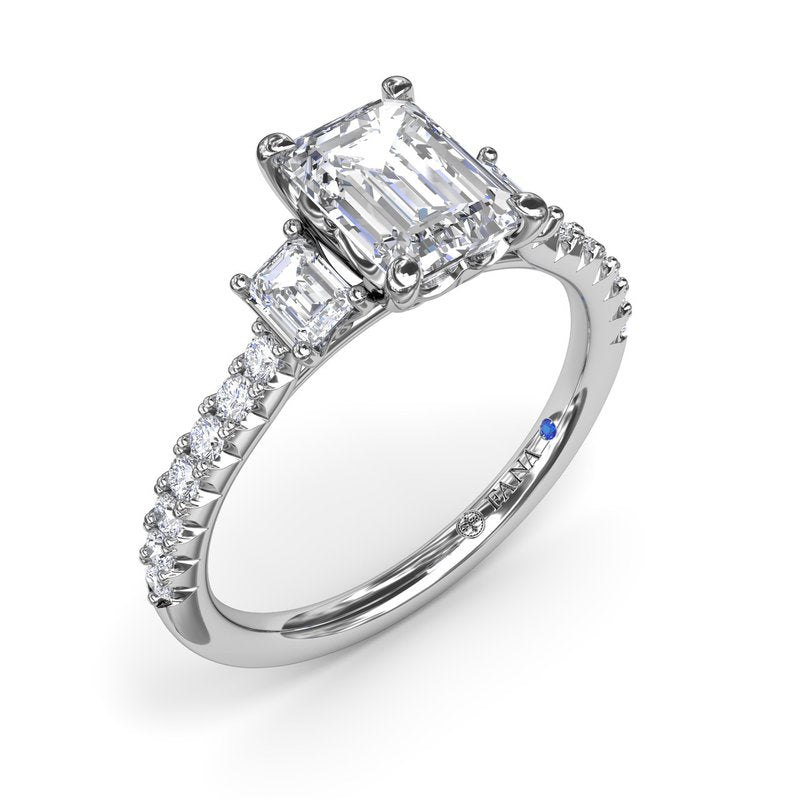 Enchanted Three Stone Emerald Diamond Engagement Ring S4111 - TBird