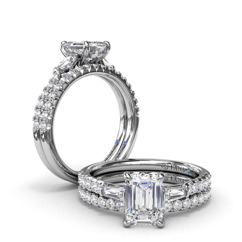 Emerald Cut and Tapered Baguette Engagement Ring S4114 - TBird