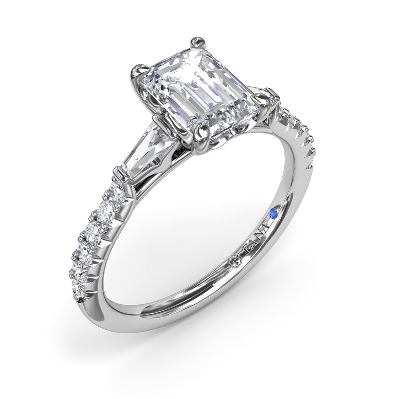 Emerald Cut and Tapered Baguette Engagement Ring S4114 - TBird