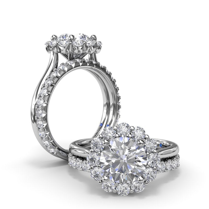 Floral Halo Diamond Engagement Ring S4214 - TBird