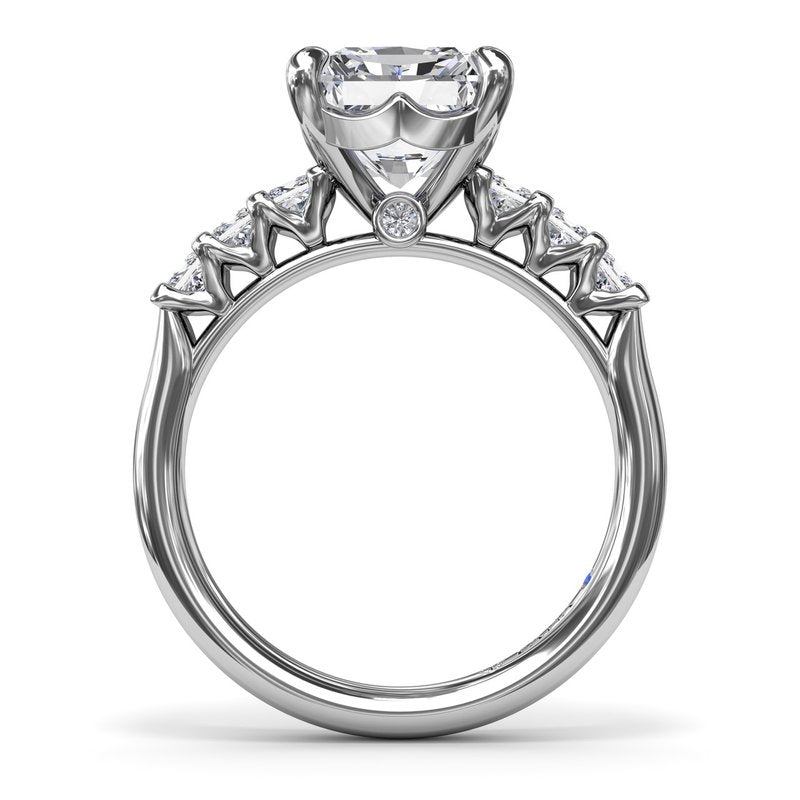 Princess Cut Side Stone Diamond Engagement Ring S4218 - TBird