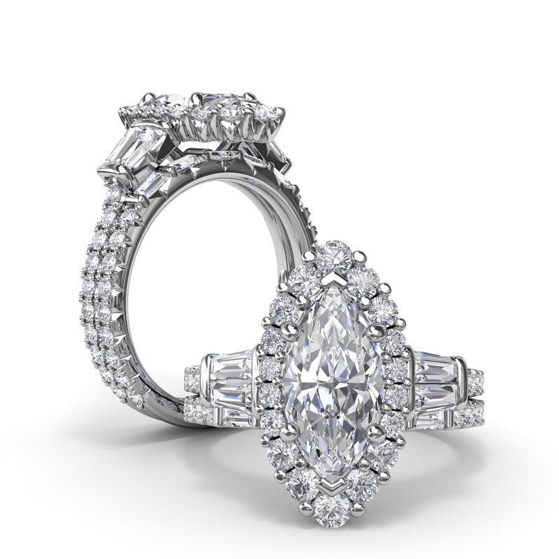 Marquise Baguette Diamond Engagement Ring S4262 - TBird