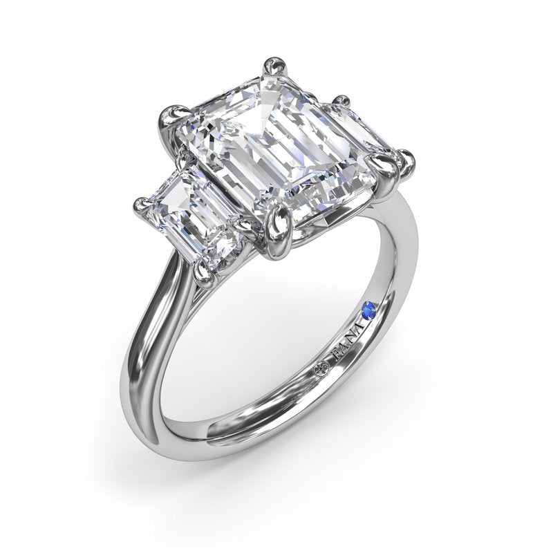 Three Stone Emerald Cut Diamond Engagement Ring S4276 - TBird