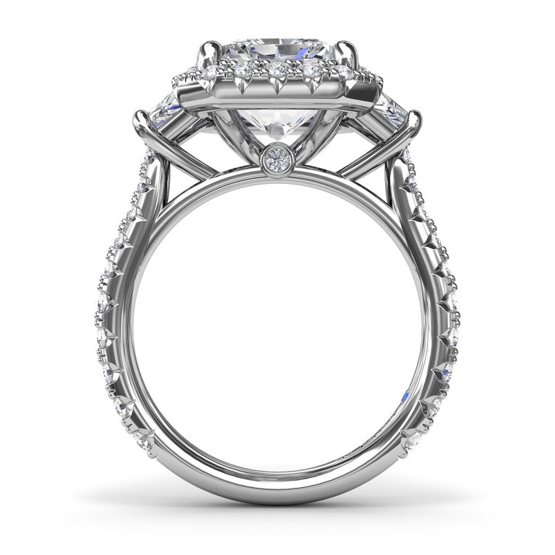 Three Stone Halo Diamond Engagement Ring S4277 - TBird