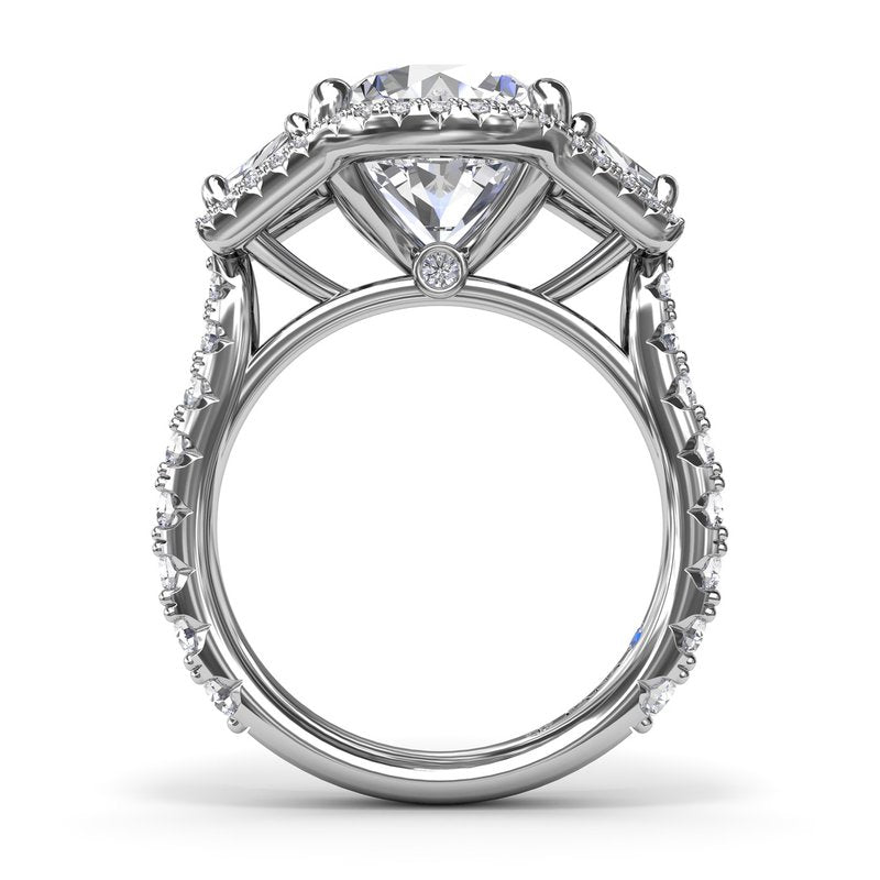 Complete Halo Three Stone Engagement Ring S4281 - TBird