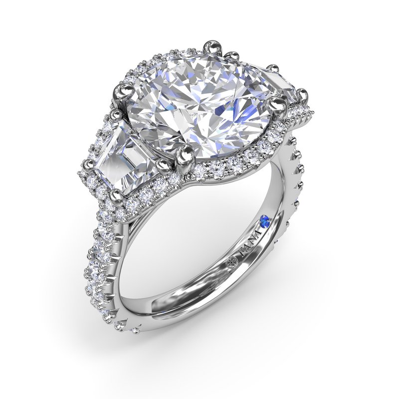 Complete Halo Three Stone Engagement Ring S4281 - TBird