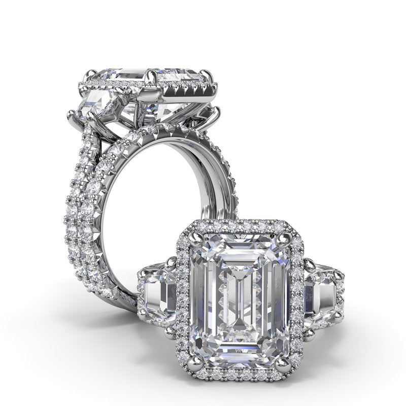 Three Stone Trapezoid Diamond Engagement Ring S4283 - TBird