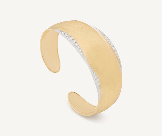 18kt yellow gold bangle with diamond pave, large