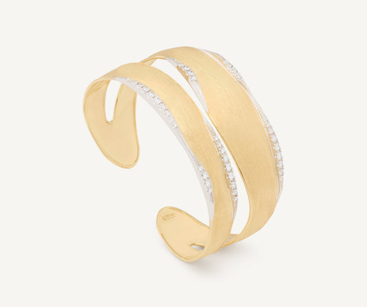 18kt yellow gold double bangle with diamond pav��