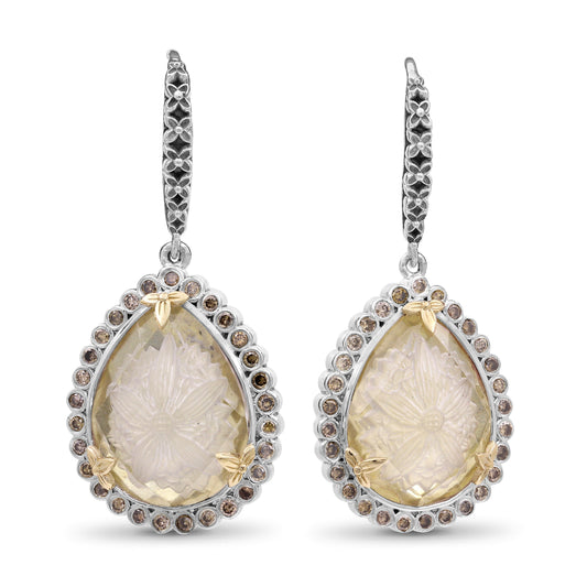 carventurous-internally-carved-natural-quartz-gold-lining-with-champagne-diamond-earring-in-sterling-silver