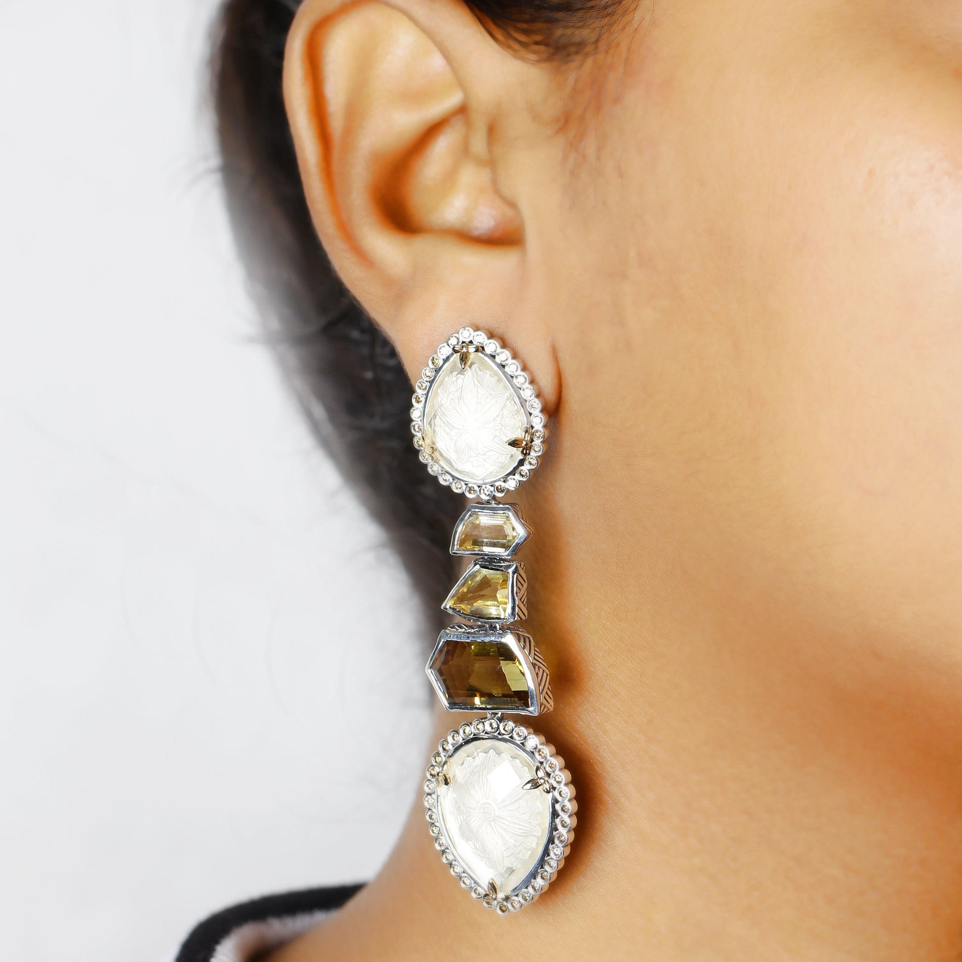 carventurous-internally-carved-natural-quartz-gold-lining-and-citrine-earring-in-sterling-silver-with-champagne-diamonds-and-18k-gold-flowers
