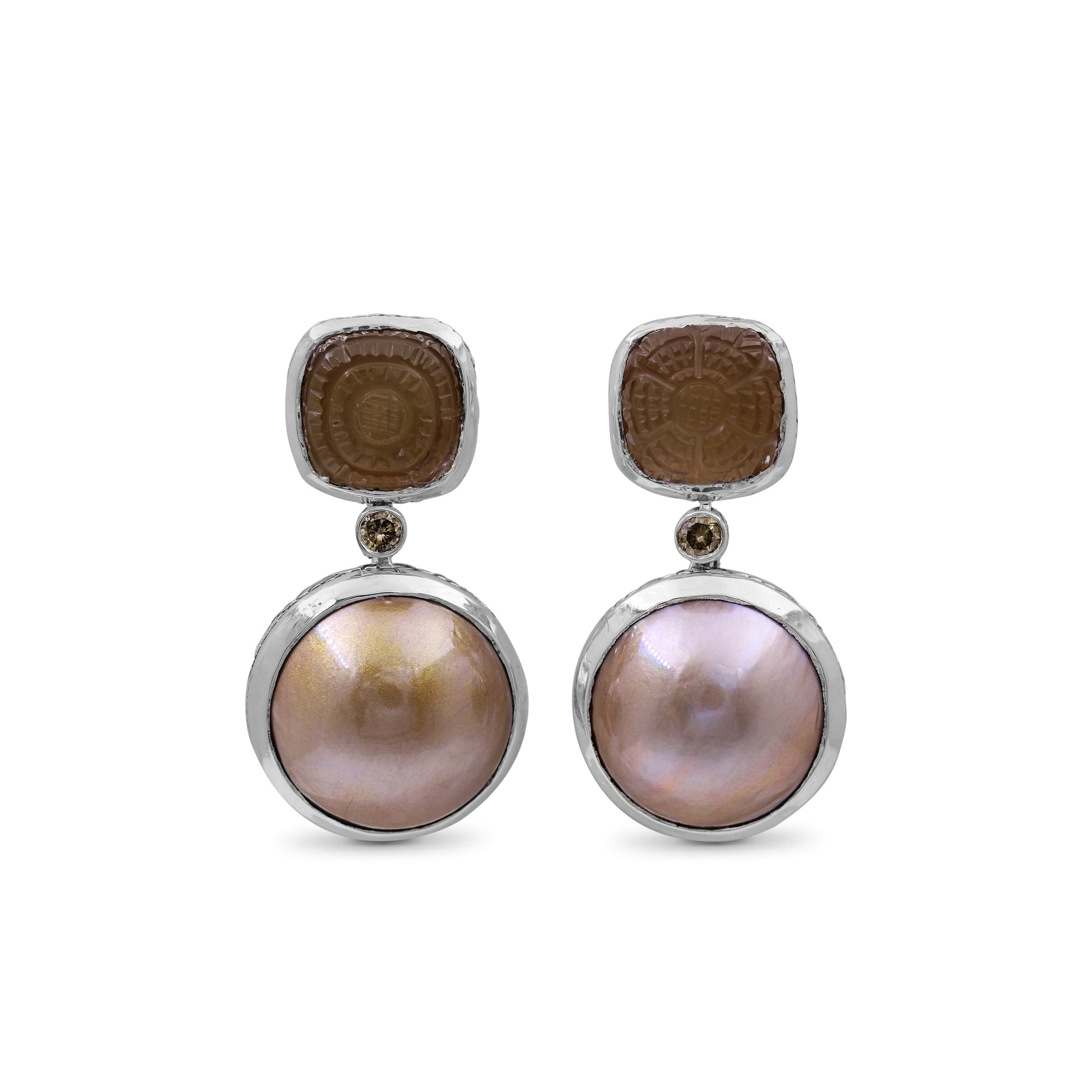 carventurous-hand-carved-natural-quartz-mother-of-pearl-sunstone-mabe-pearl-and-champagne-diamond-earring-in-sterling-silver