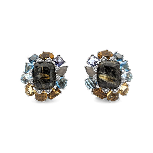 rockrageous-flower-cluster-drop-with-gold-rutilated-qtz-over-hematite-sky-swiss-and-london-blue-topaz-citrine-iolite-grey-moonstone-gemstones-earring-in-sterling-silver