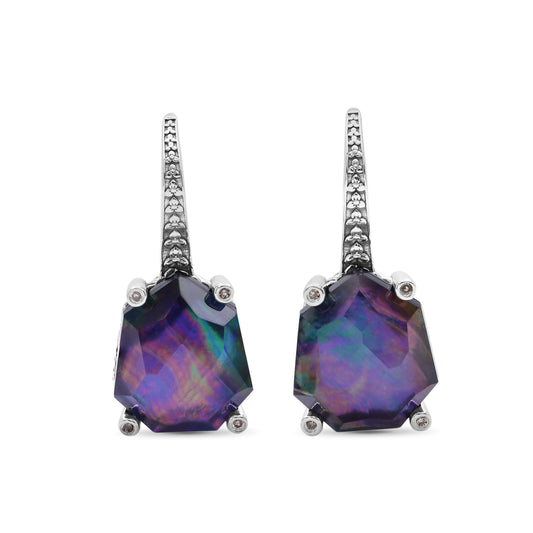 galactical-faceted-natural-quartz-mother-of-pearl-hematite-and-champagne-diamond-galactical-earrings-in-sterling-silver