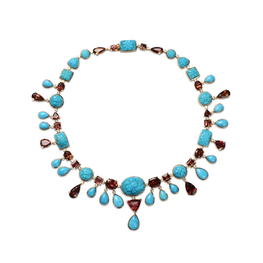 luxury-hand-carved-and-sleeping-beauty-turquoise-137ct-pink-tourmaline-64ct-and-diamond-2-60ct-necklace-in-18k-gold