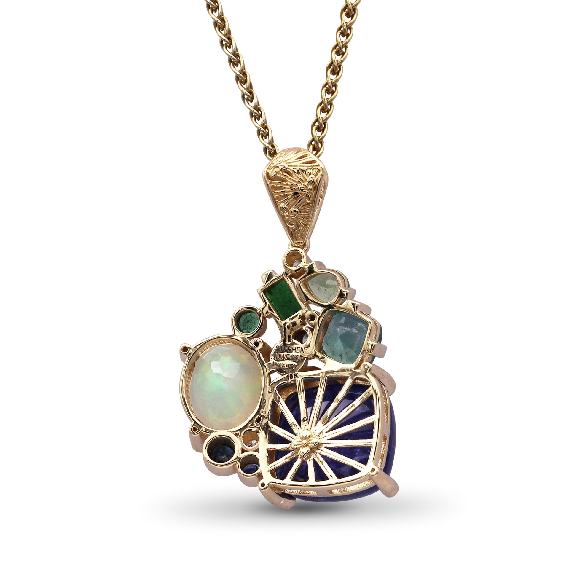 luxury-tanzanite-17-2ct-opal-2-75ct-emerald-1-3ct-blue-sapphire-tsavorite-chrome-diopide-and-diamond-0-20ct-pendant-in-18k-gold