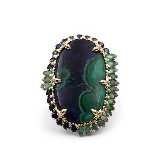 luxury-azurite-malachite-24-8ct-emerald-1-95ct-blue-sapphire-1-45ct-and-diamond-0-15ct-ring-in-18k-gold