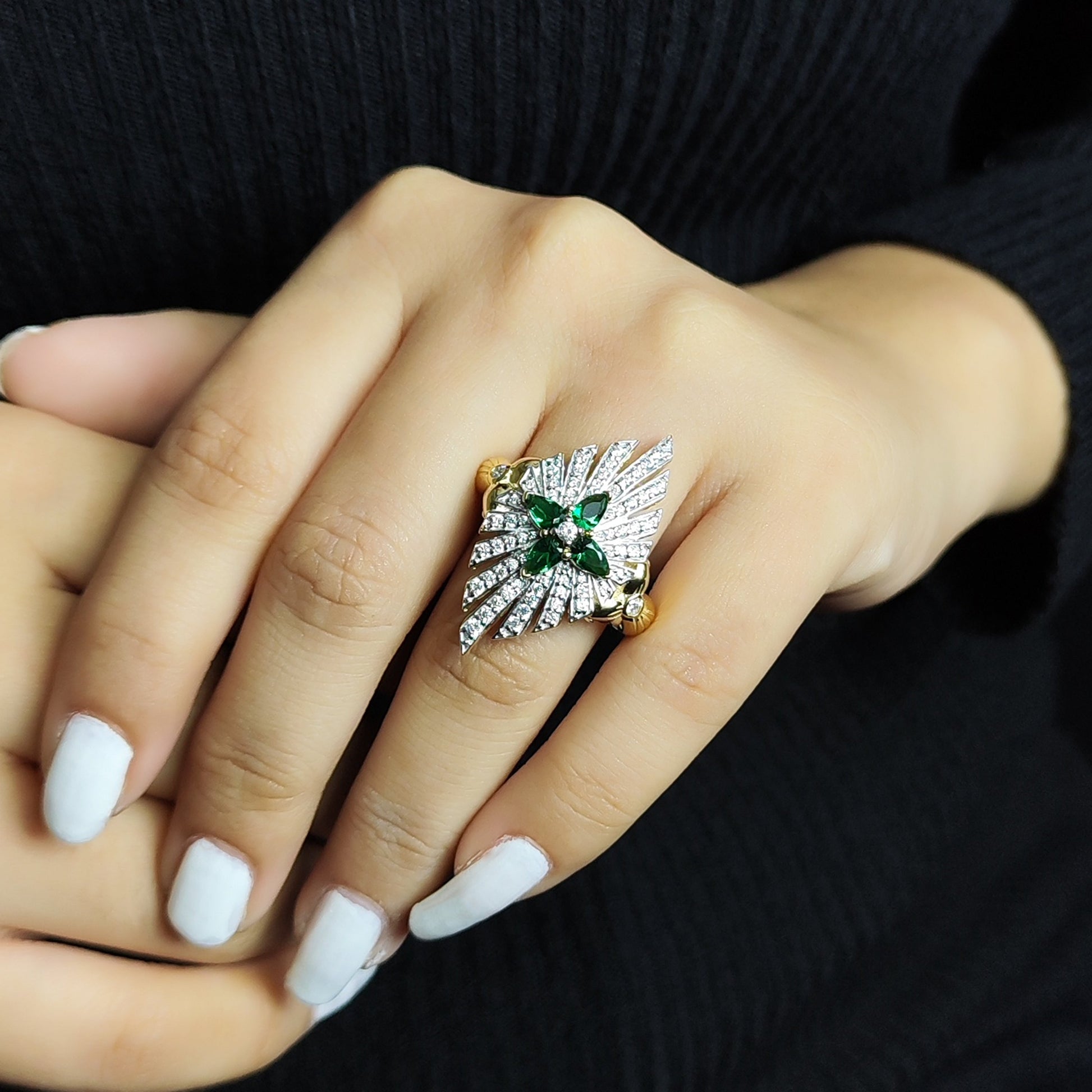 sunray-emerald-0-85ct-and-diamond-0-70ct-ring-in-18k-gold