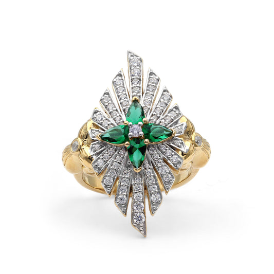 sunray-emerald-0-85ct-and-diamond-0-70ct-ring-in-18k-gold