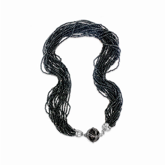 garden-of-stephen-black-spinel-multi-strand-necklace-in-sterling-silver-with-black-spinel-pave-sunray-ball-clasp