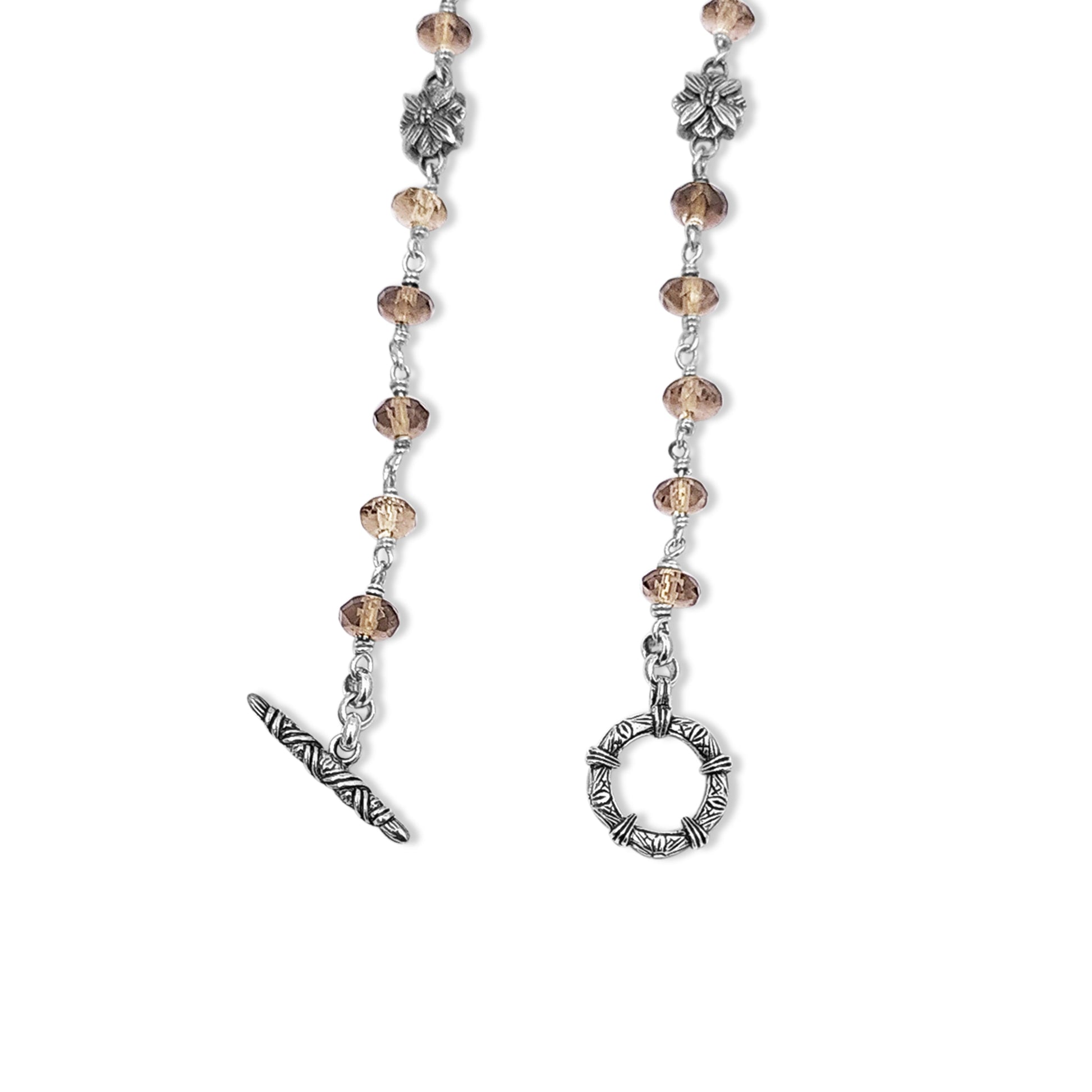 terraquatic-long-single-strand-of-smoky-qtz-silver-pearls-and-faceted-grey-mop-with-sterling-silver-details