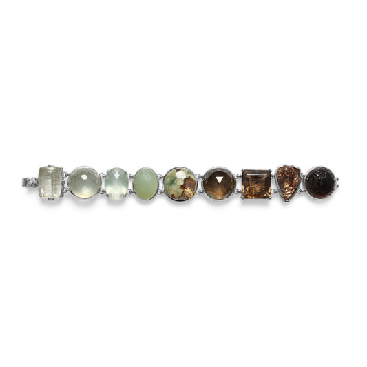 one-of-a-kind-facet-gold-hair-rutilated-green-moonstone-facet-brown-milky-quartz-facet-green-moonstonefacet-top-jade-facet-green-hair-rutilated-quartz-cooper-schist-and-diamond-0-08ct-bracelet-in-sterling-silver-with-18k-gold-diamond-pave-adam