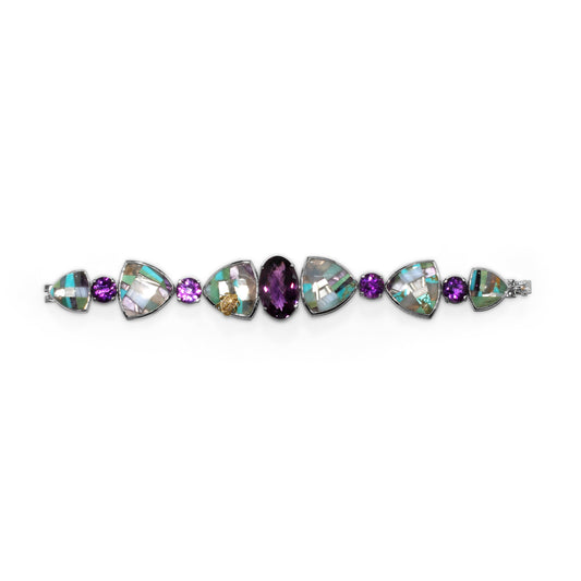 one-of-a-kind-facet-amethyst-pastel-color-mosaic-and-diamond-0-14ct-bracelet-in-sterling-silver-with-18k-gold-diamond-pave-adam